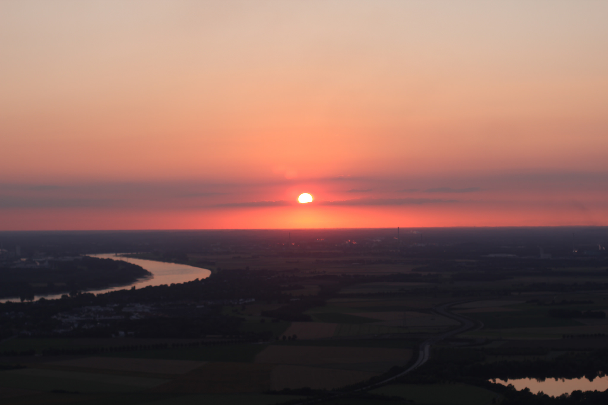 Sunset shortly after take-off from Düsseldorf